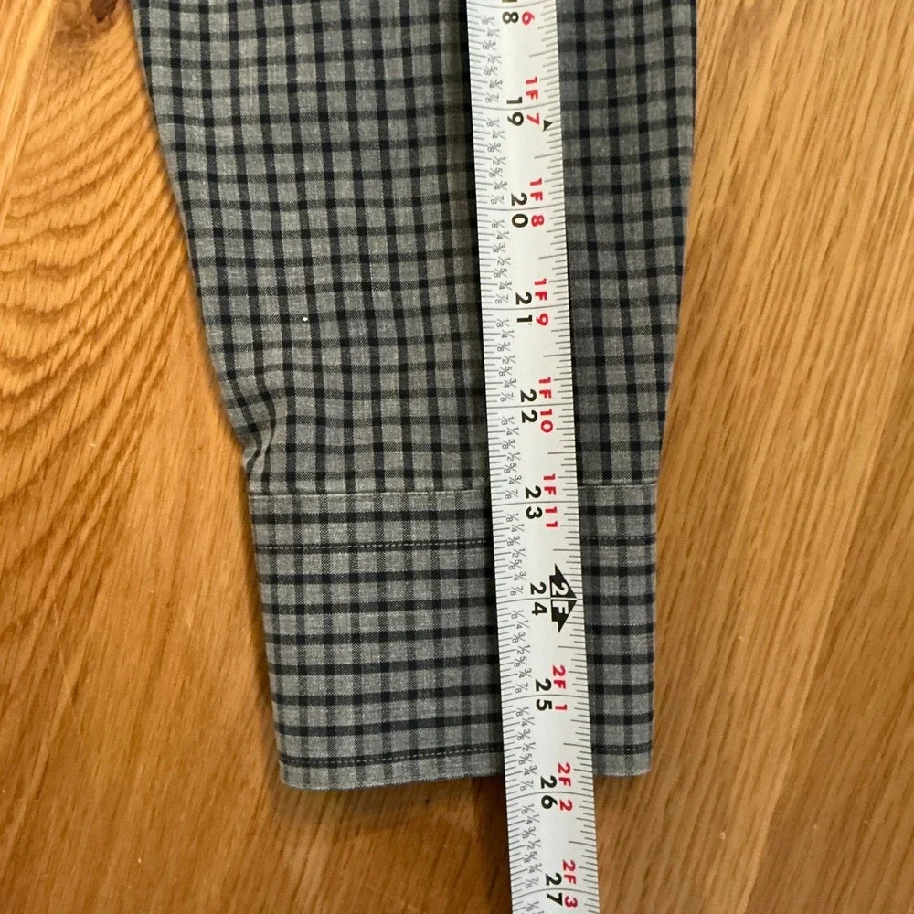 Billy Reid Medium Gray Black Micro Check Shirt‎ Made in Italy Standard Fit